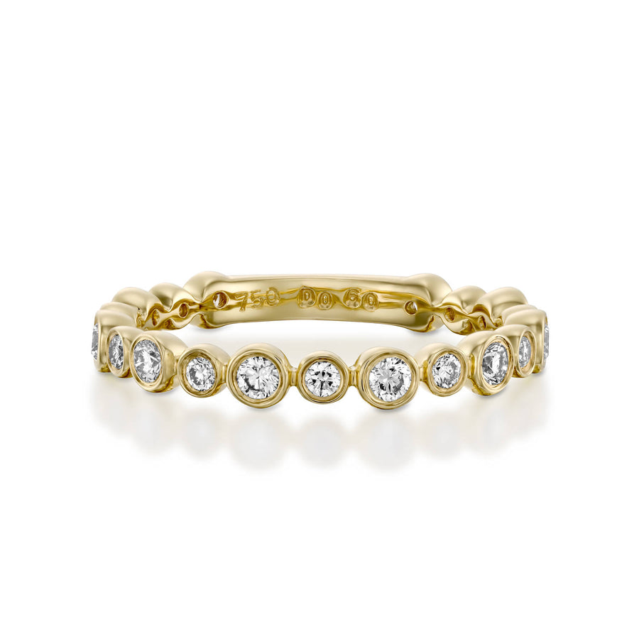 R3859-Eternity Bubble diamond ring bezel ring - 18k Yellow gold