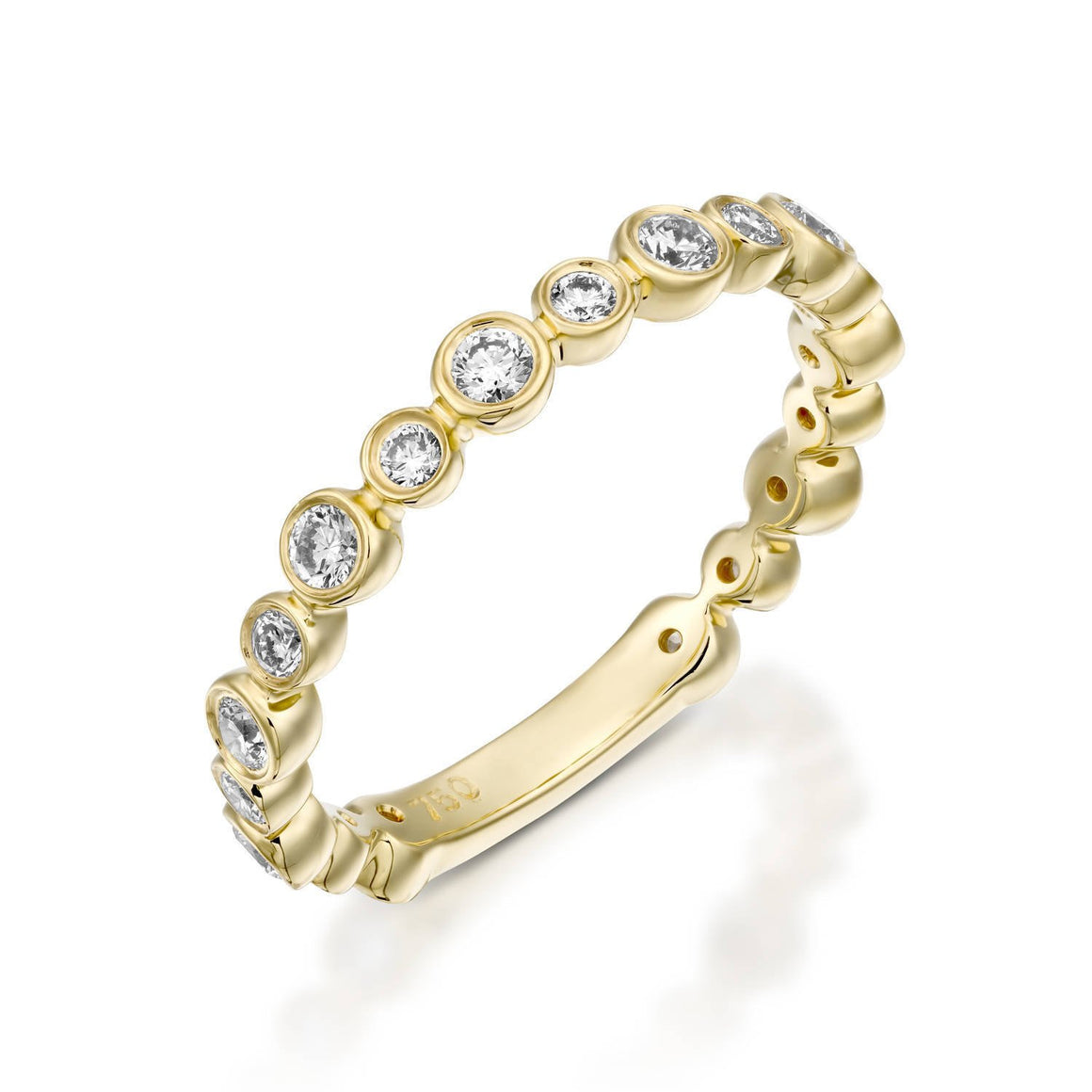 R3859-Eternity Bubble diamond ring bezel ring - 18k Yellow gold