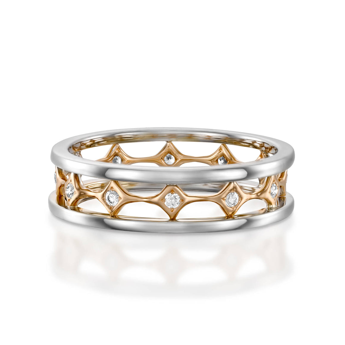 RWED100DI-2 tone wedding Diamond wedding band