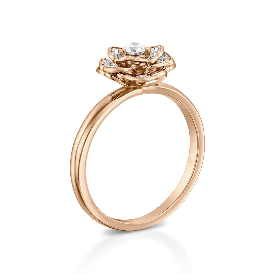 ROF103-Flower diamond engagement ring - Rose gold