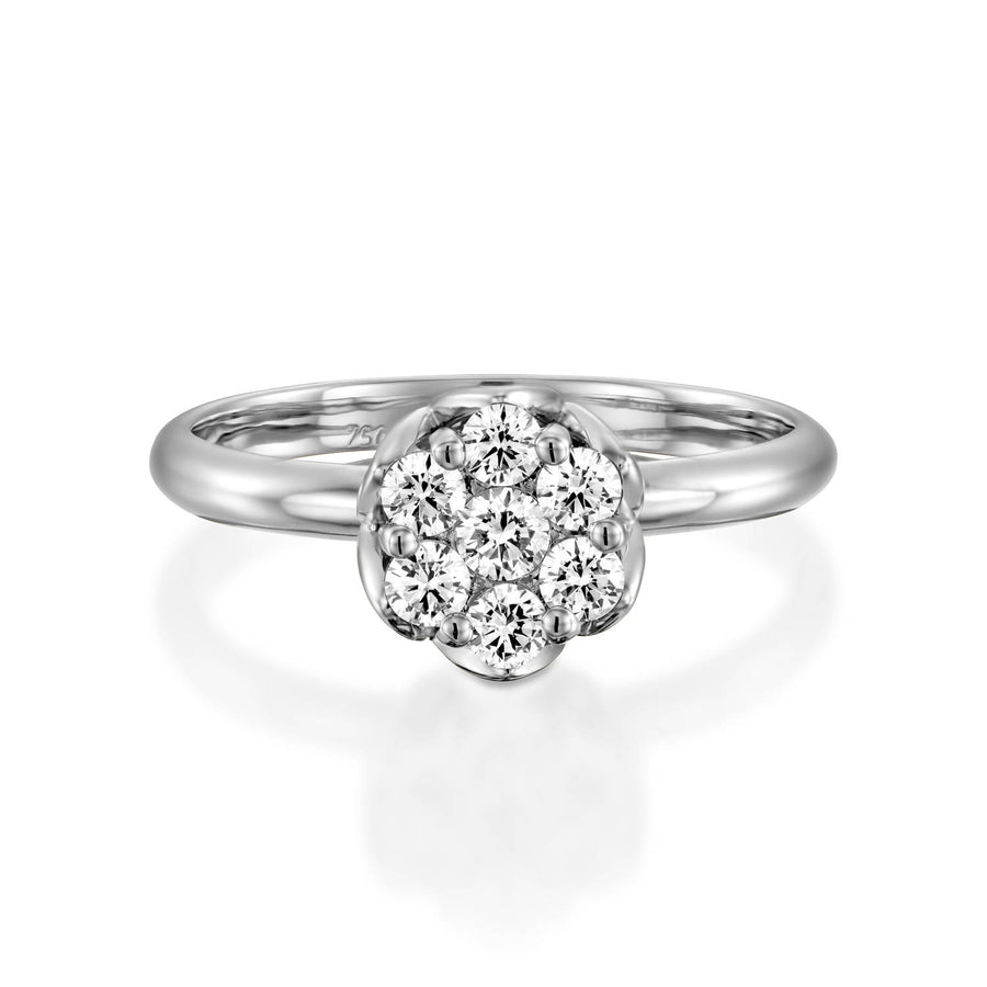 RS744AB-White Gold flower diamonds  engagement ring for women,