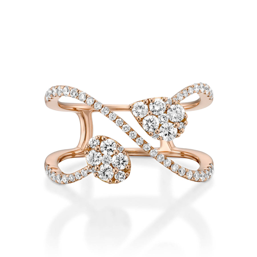 RNR18238-Pave Tear shaped diamond ring 18k Infinity shape ring