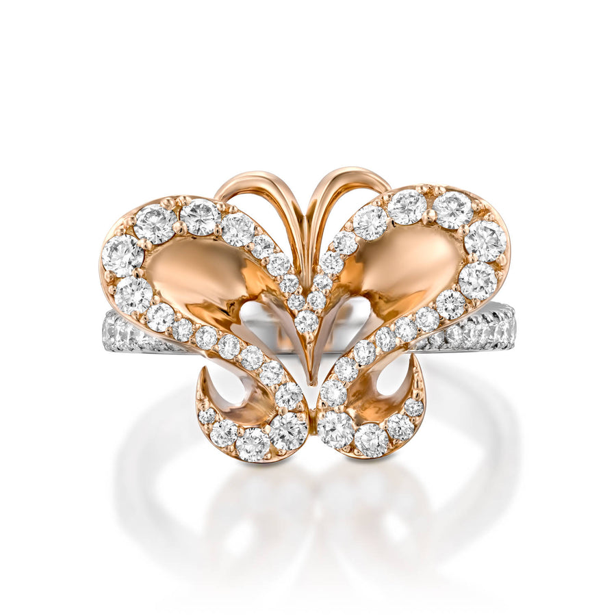 ROF101-Nature inspired butterfly diamond ring for women