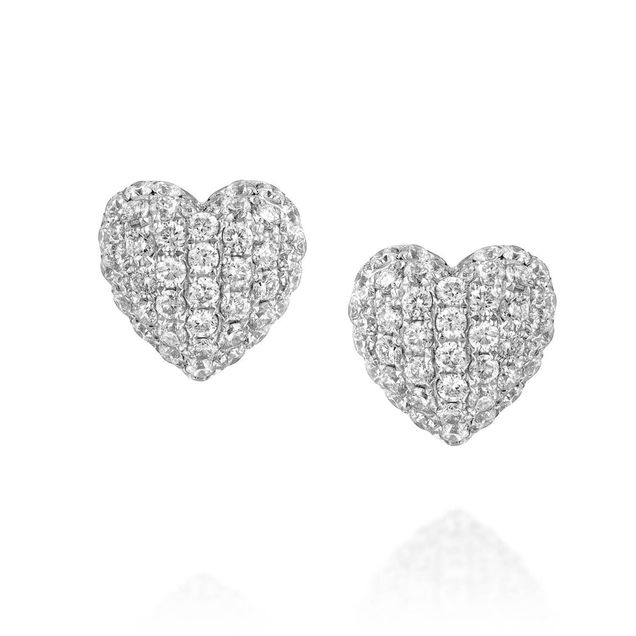 ENH422-White 18K gold 0.61 ct Natural  Diamond Heart Stud Earrings