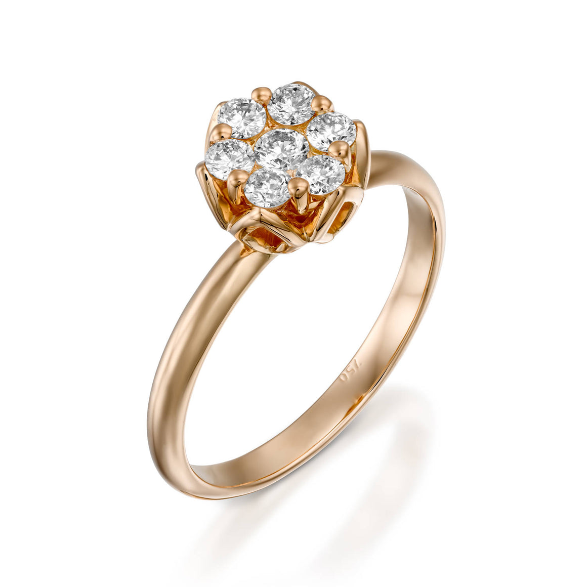 RS744AB-Dainty flower diamond ring Rose gold