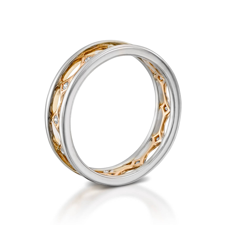 RWED100DI-2 tone wedding Diamond wedding band
