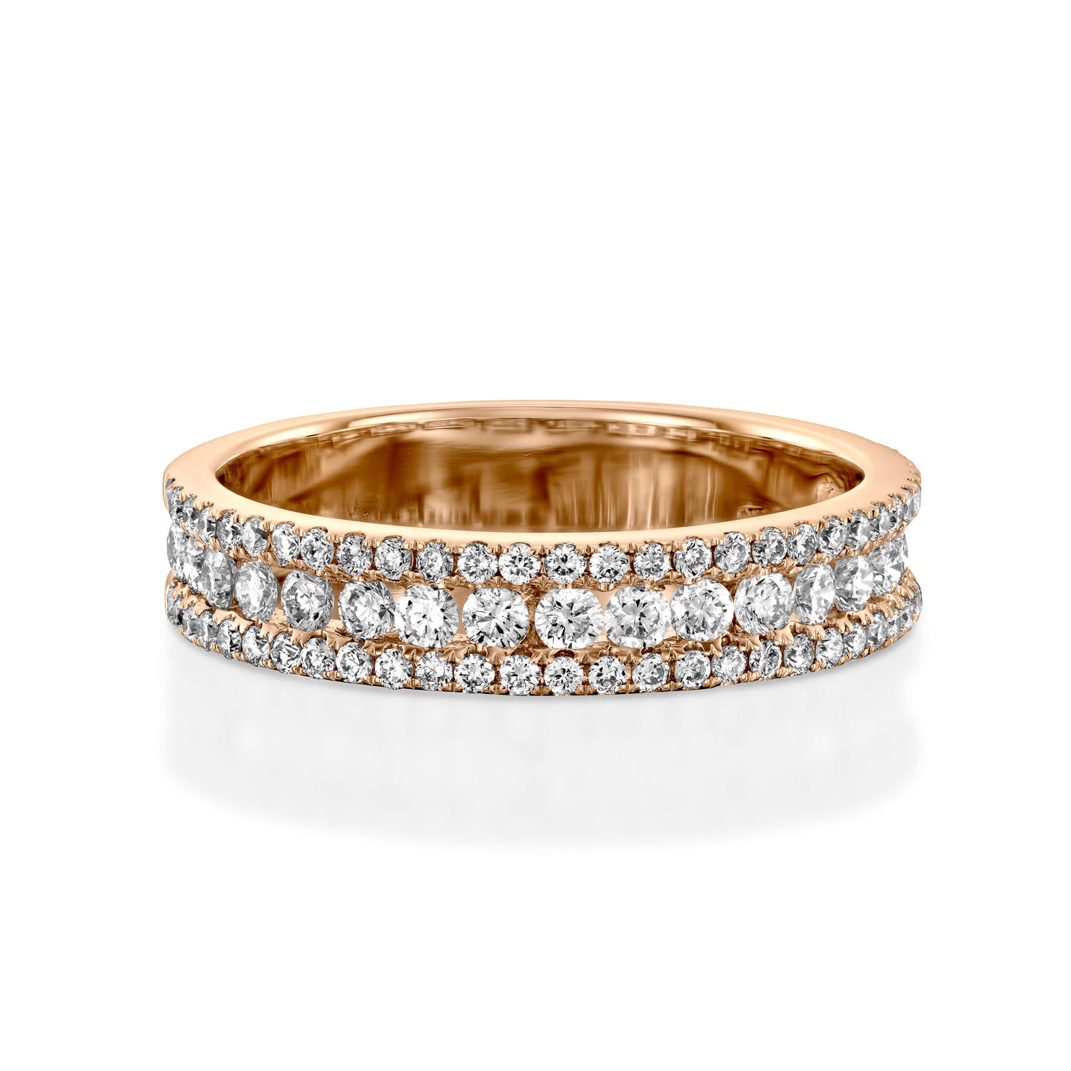 RNT12696-Rose gold diamond wedding band for her
