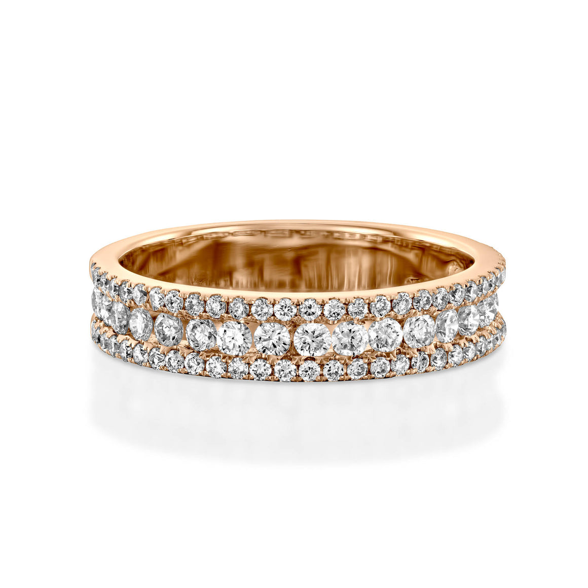 RNT12696-Rose gold diamond wedding band for her