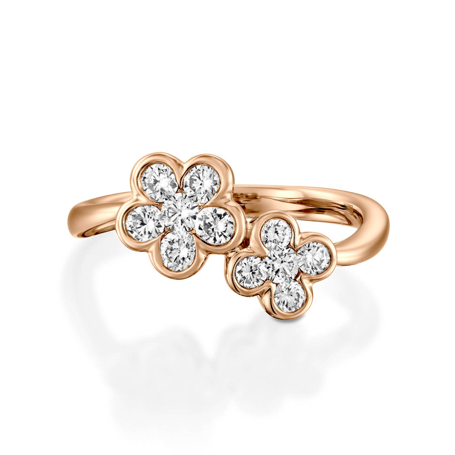 RNH668-18k diamond flower ring, Diamond flower ring, Rose gold ring, Diamond wedding band, Engagement ring, Natural diamonds, Classic design ring