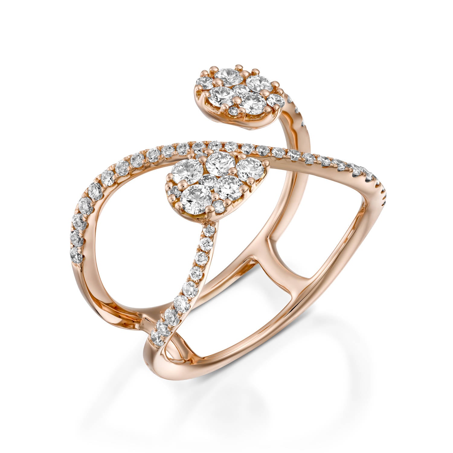 RNR18238-Pave Tear shaped diamond ring 18k Infinity shape ring