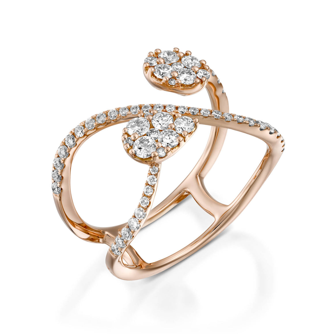 RNR18238-Pave Tear shaped diamond ring 18k Infinity shape ring