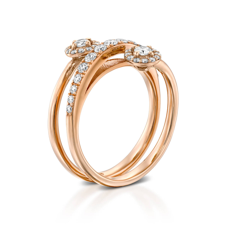 RTU0100-18K Rose Gold diamond Spiral Ring
