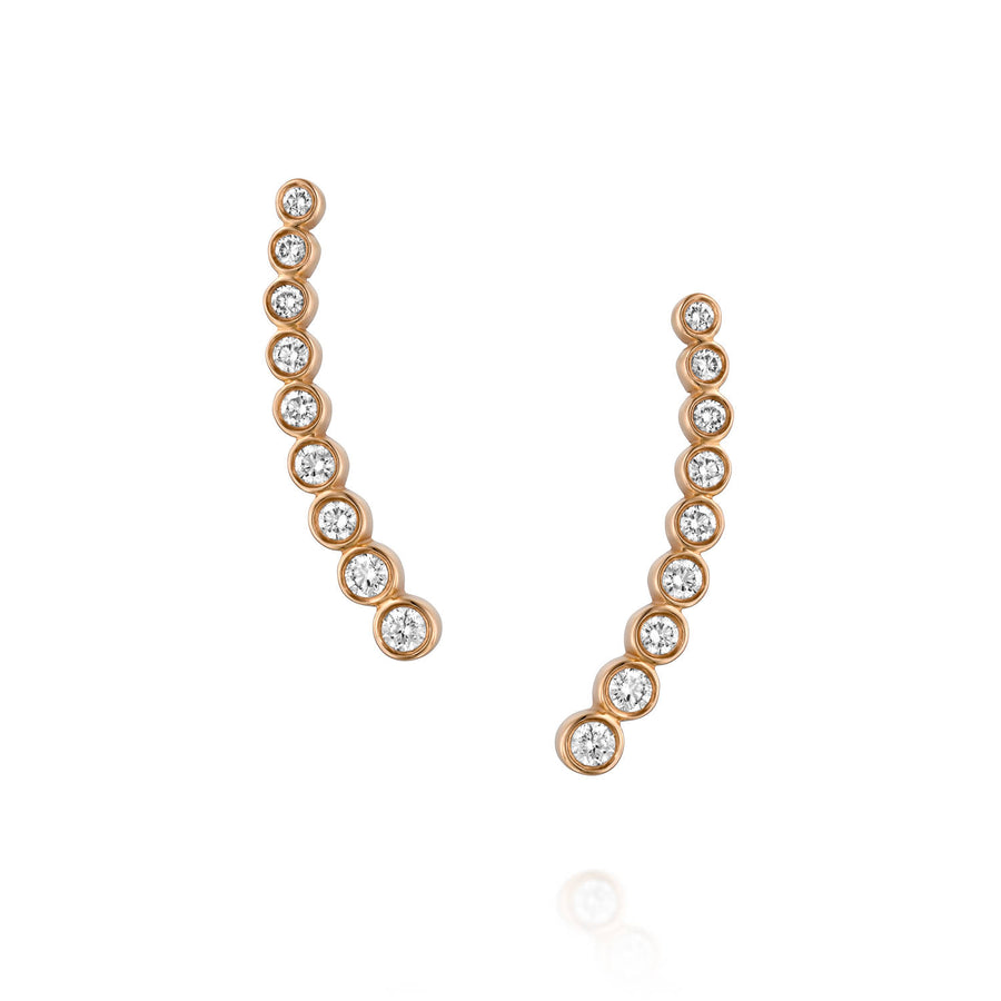ENH813 Diamond Ear Climber Earrings in18k Rose Gold