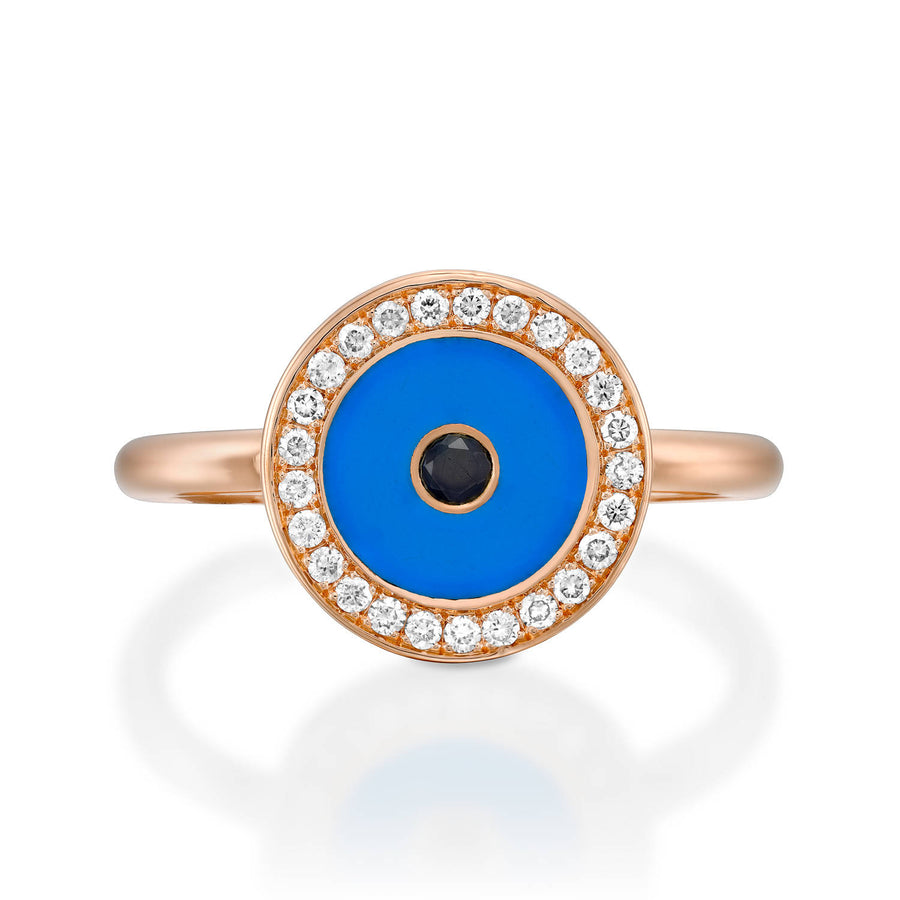 RO9004-Rose gold Diamond Evil eye ring