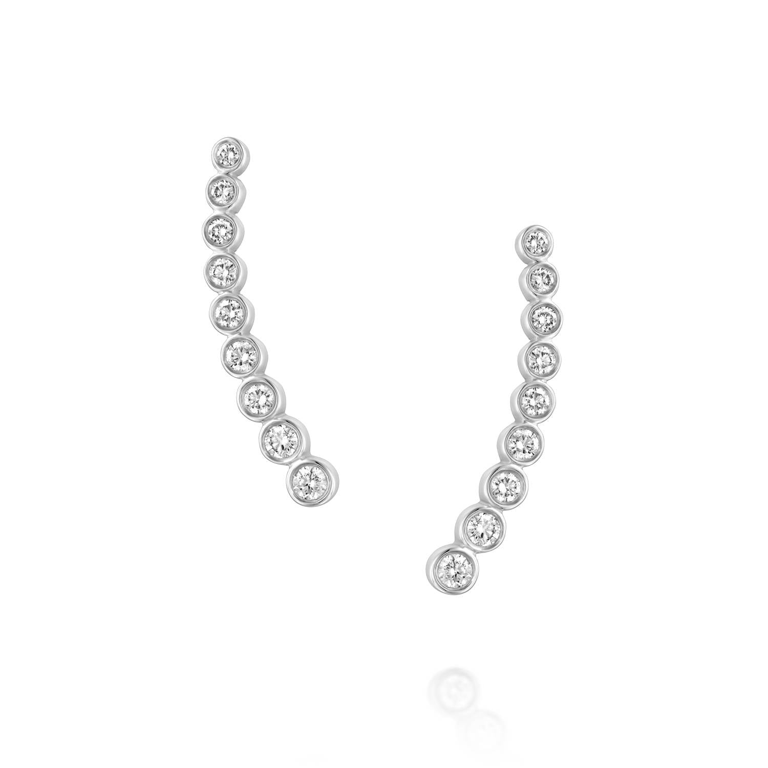 ENH813 Diamond Ear Climber Earrings in 18k White Gold