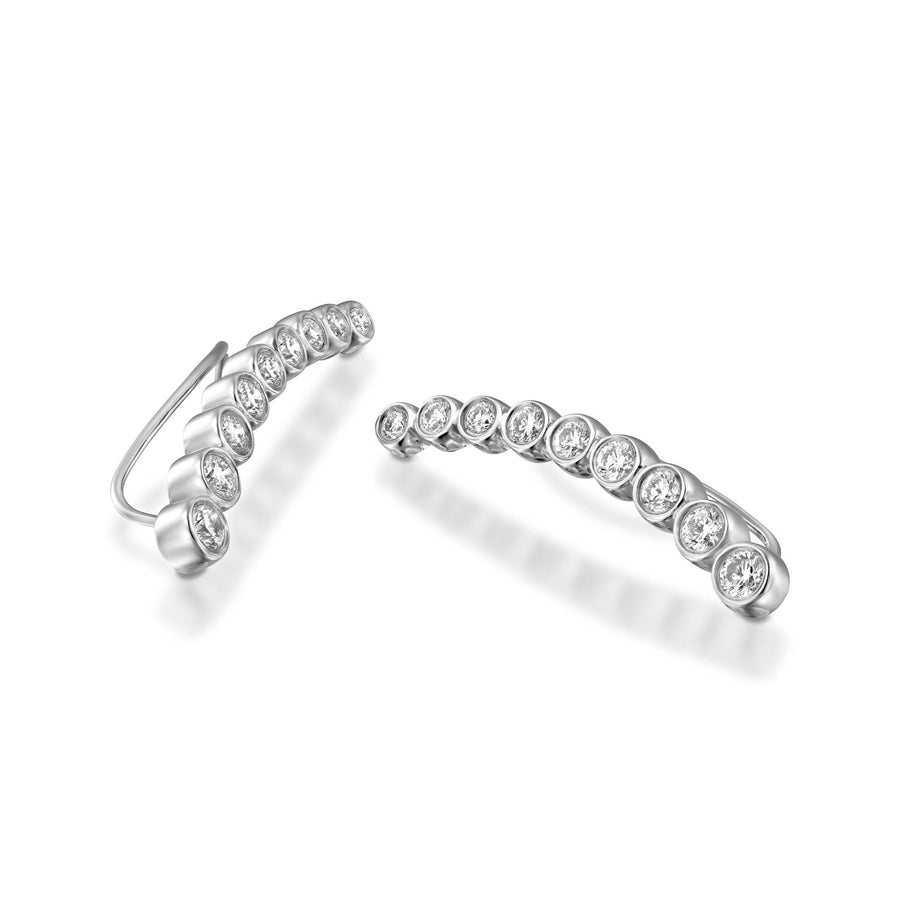 ENH813 Diamond Ear Climber Earrings in 18k White Gold