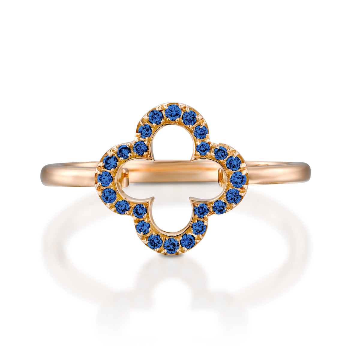 RVC401SA-0.2 Carat gold clover lucky love ring blue sapphire