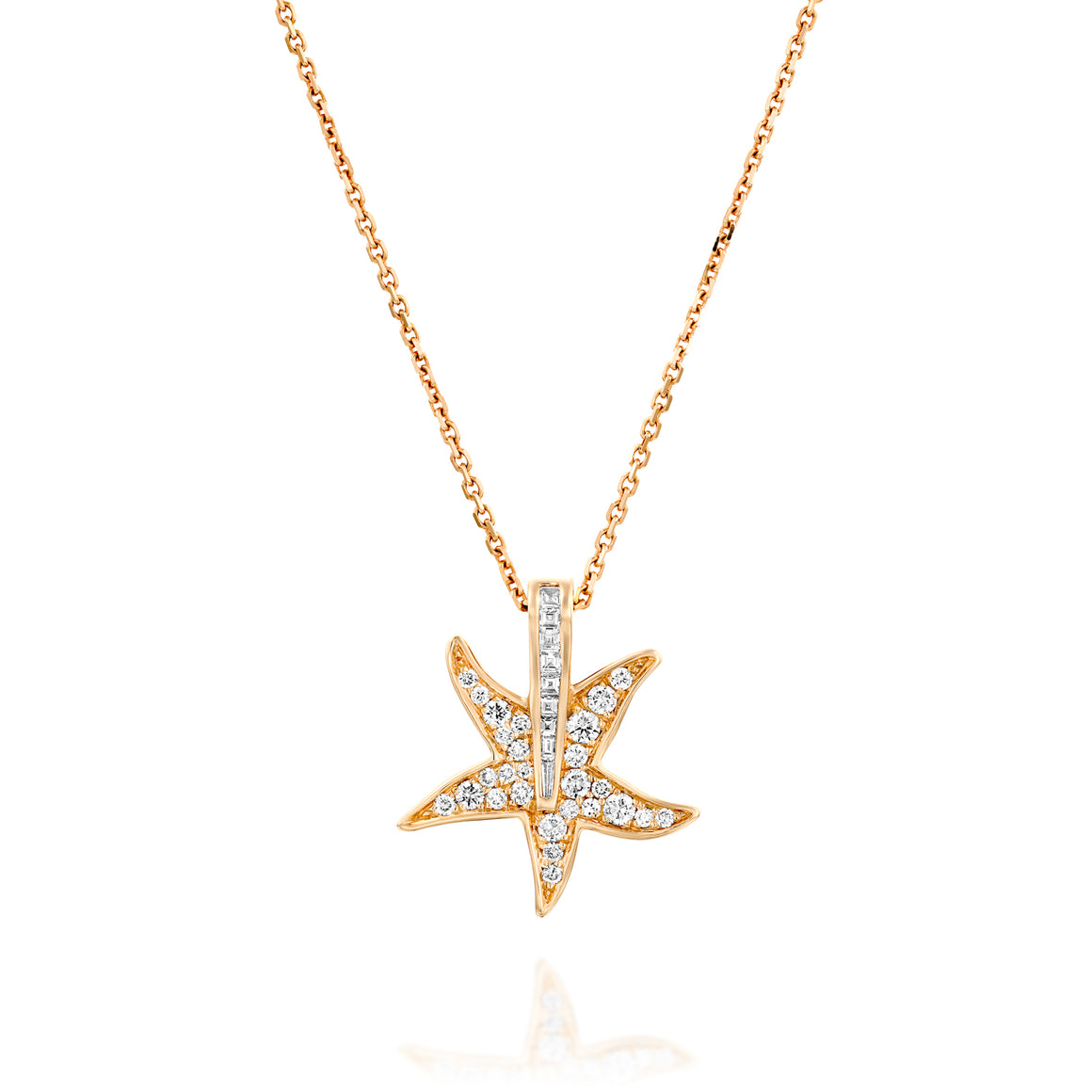 POLSF01-Star diamond pendant Necklace 18k  Gold